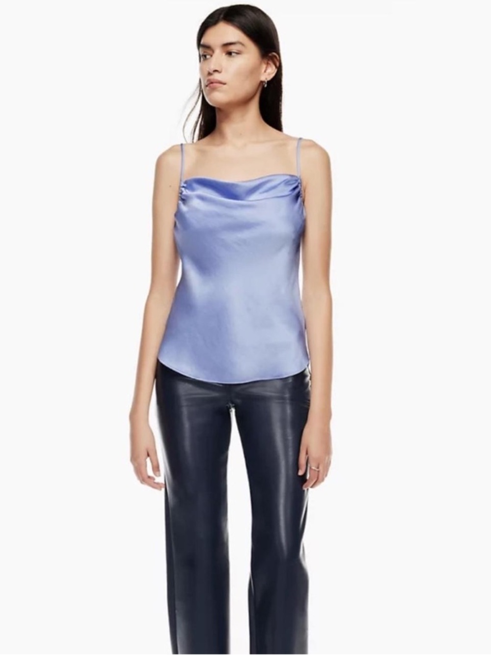 ARITZIA Wilfred Satin Cowl Neck Spaghetti Strap Top - Lavender